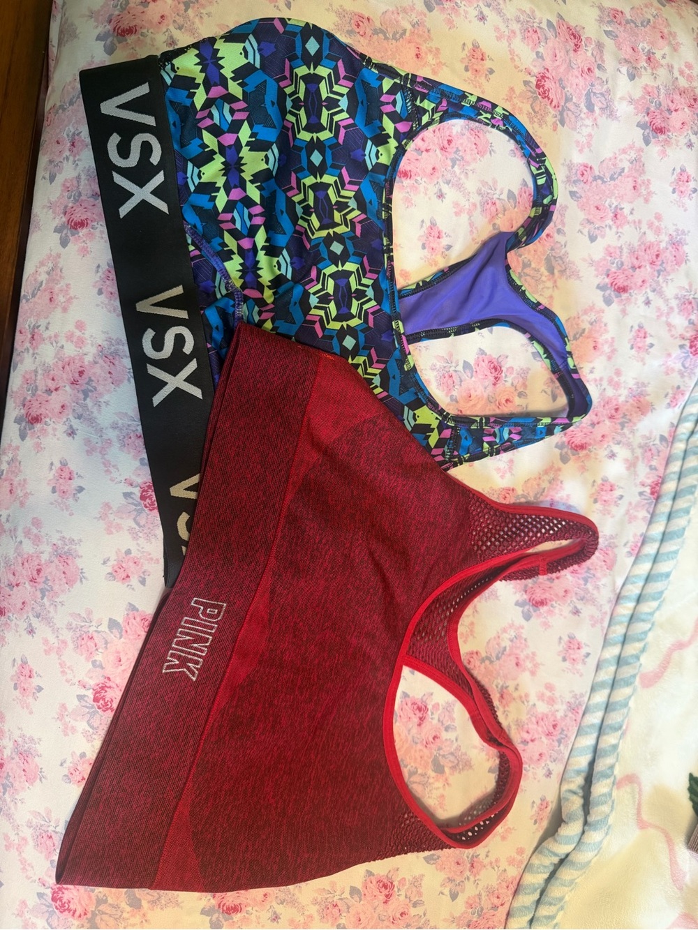 Victoria's Secret VSX Multicolor Geometric & PINK Red Sports Bras